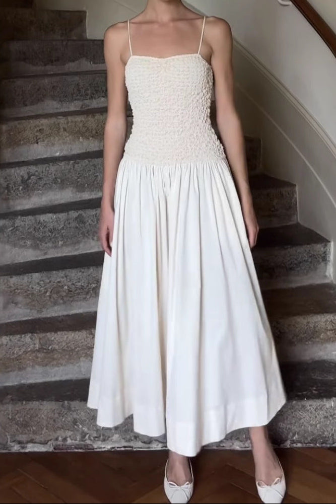 Strapless Fitted Spaghetti Strap Long Dress - white