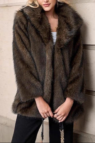 Luxe Faux Fur Mid-Length Blazer Jacket