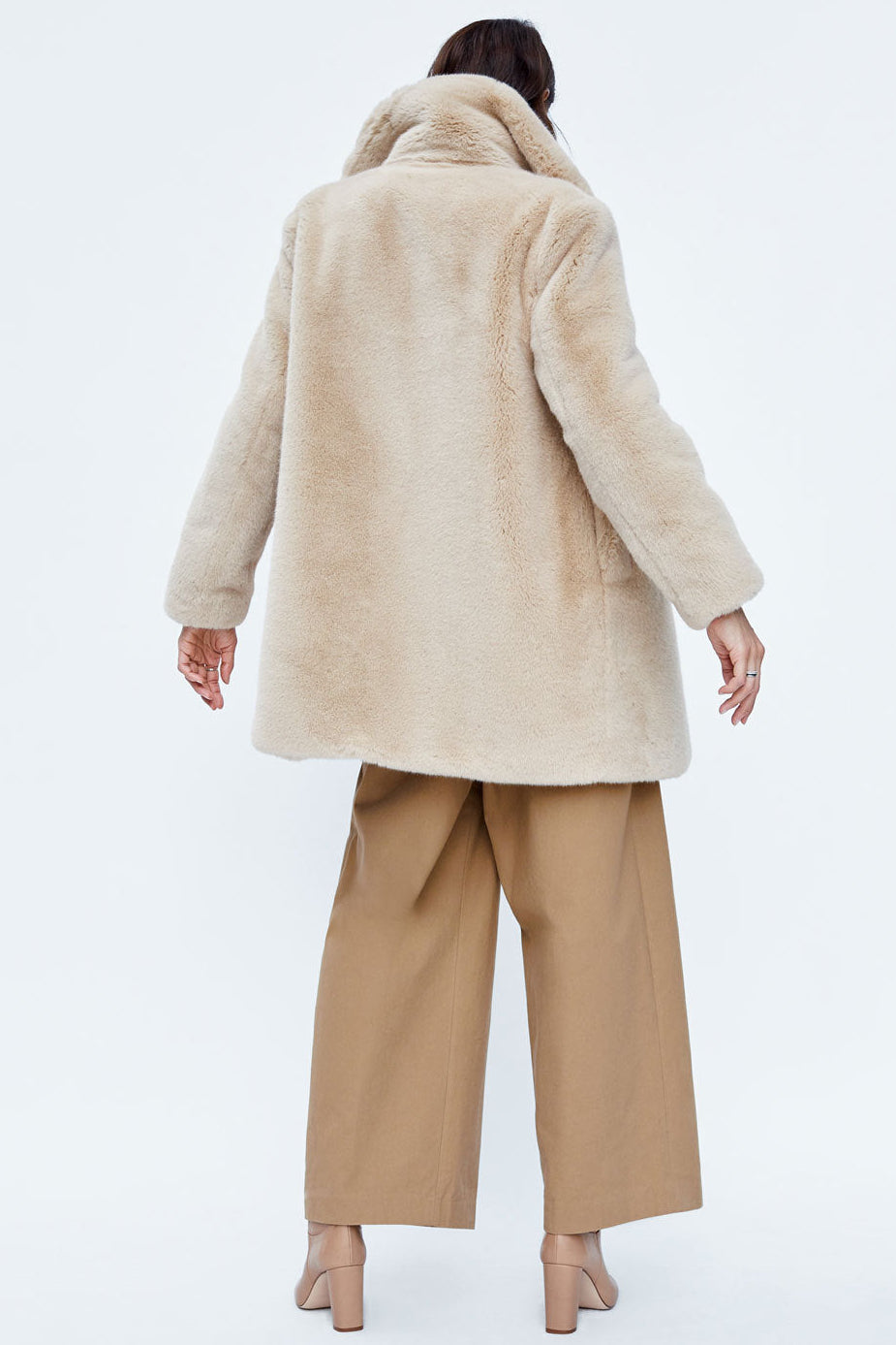 mid-length otter rabbit fur plush jacket