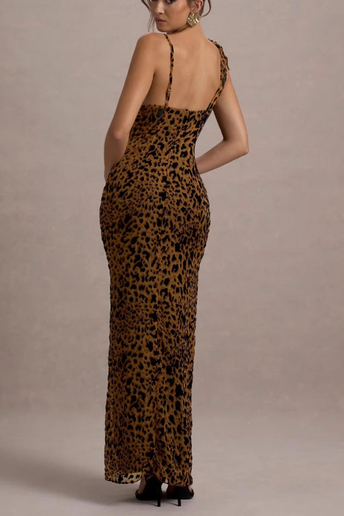 Leopard print halter bodycon skirt