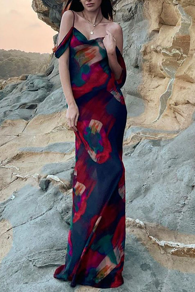 One shoulder Printed Maxi Dress