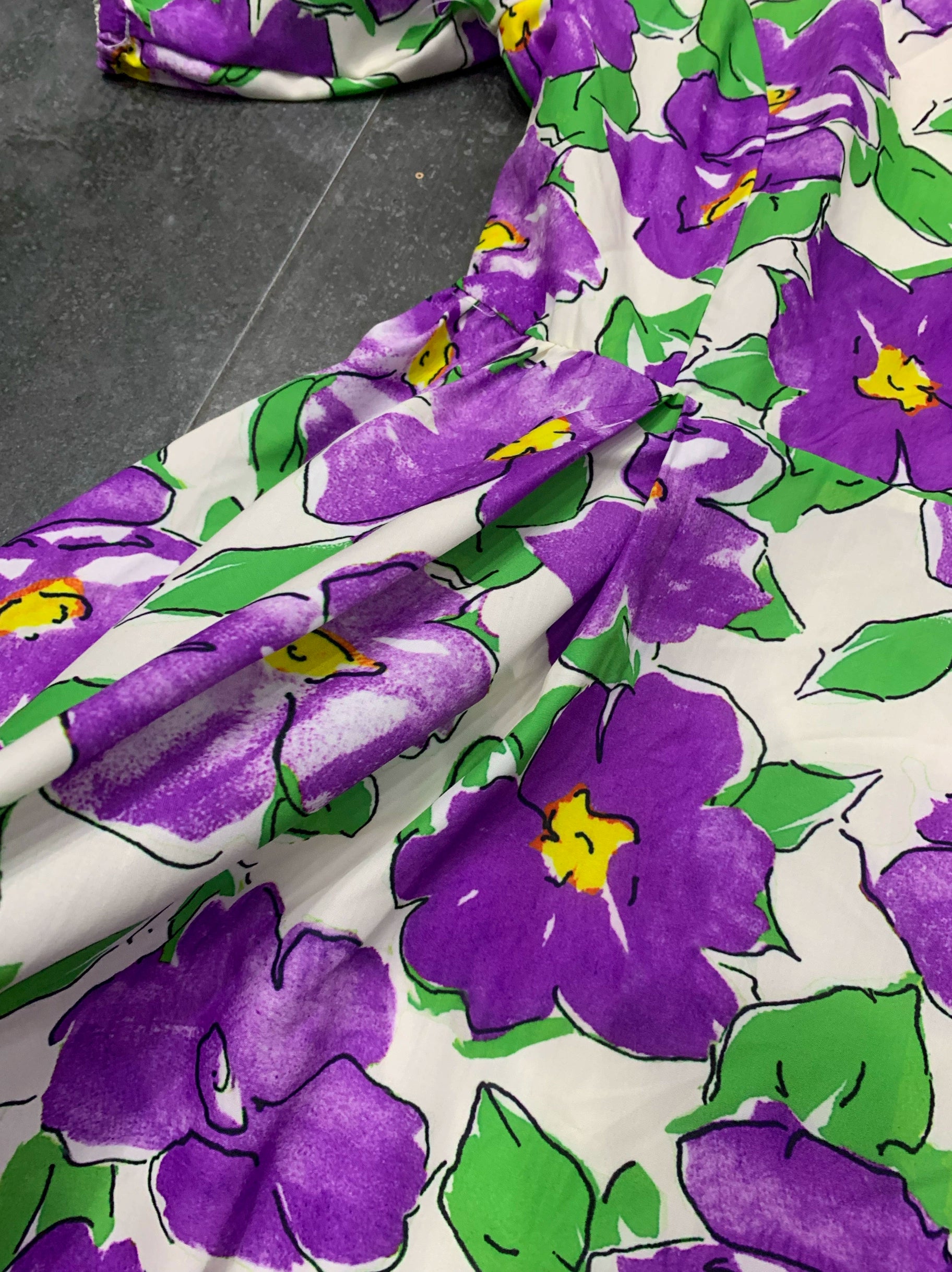 Purple floral printed mini dress