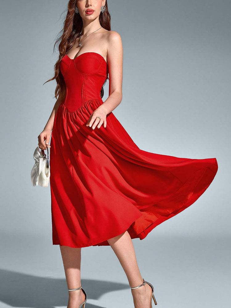 vintage red bandeau dress