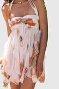 Takala Floral Halter Mini Dress - Backless Party Dress