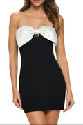 SATIN BOW BODYCON MINI DRESS