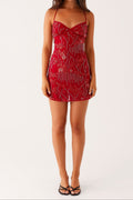 Vietta Red Sequin Cami Mini Dress - Sparkly Party Dress