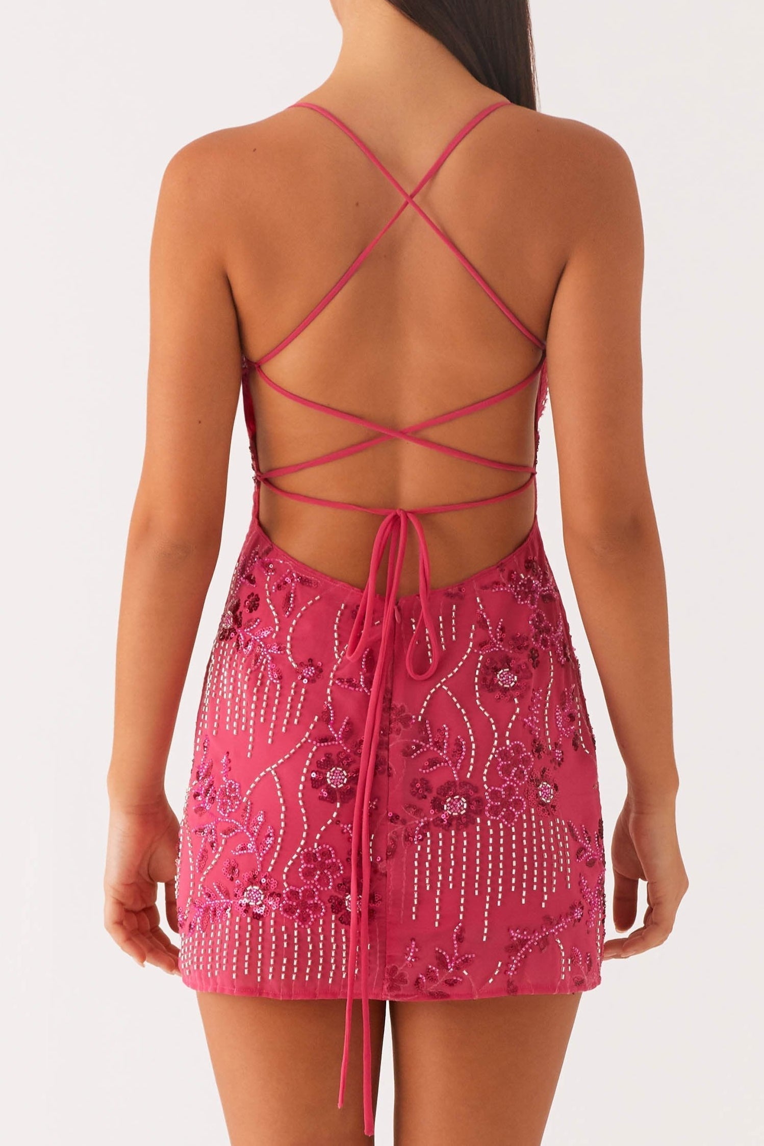 Vietta Fuchsia Sequin Cami Mini Dress - Bold Party Dress