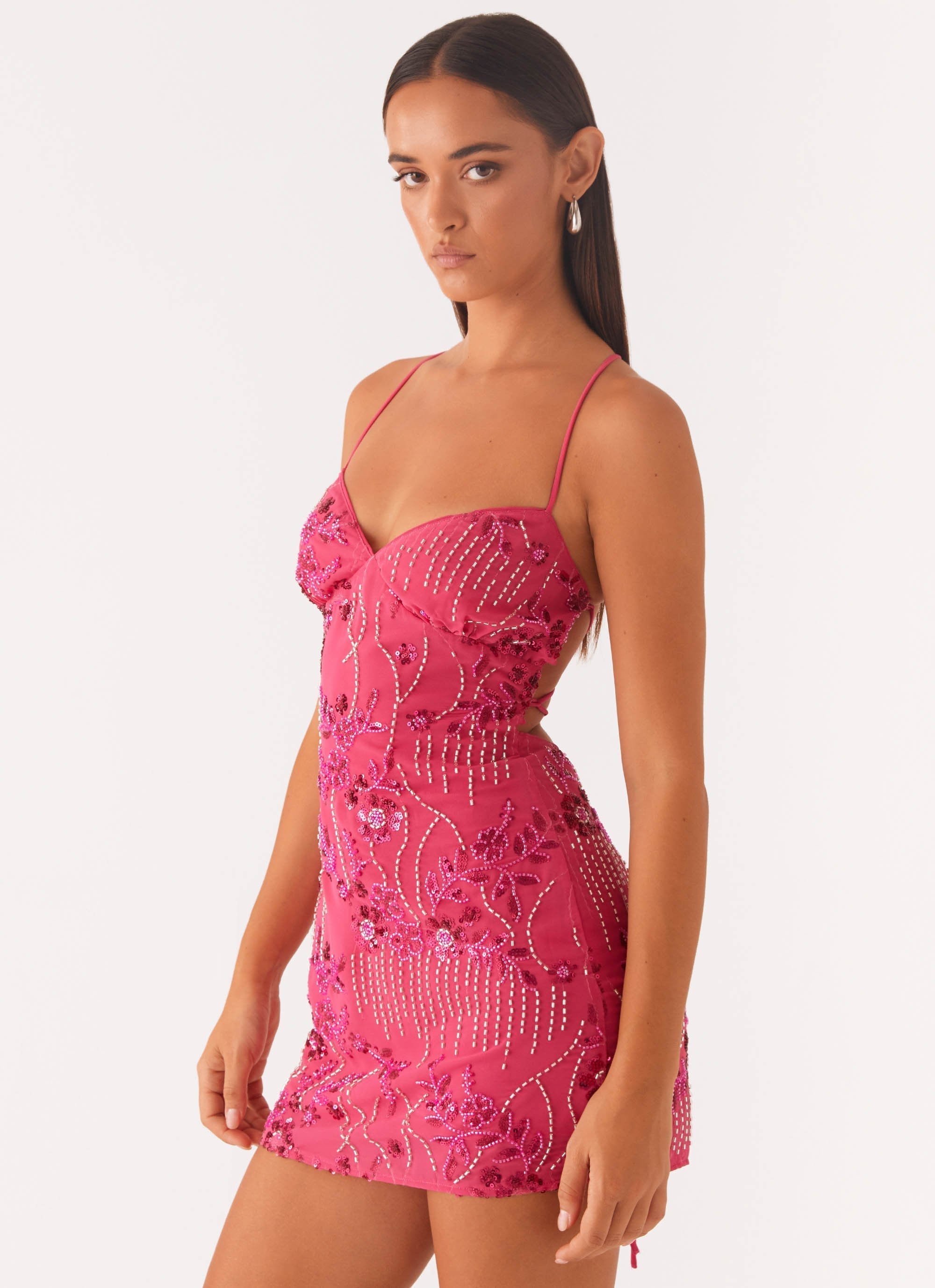 Vietta Fuchsia Sequin Cami Mini Dress - Bold Party Dress