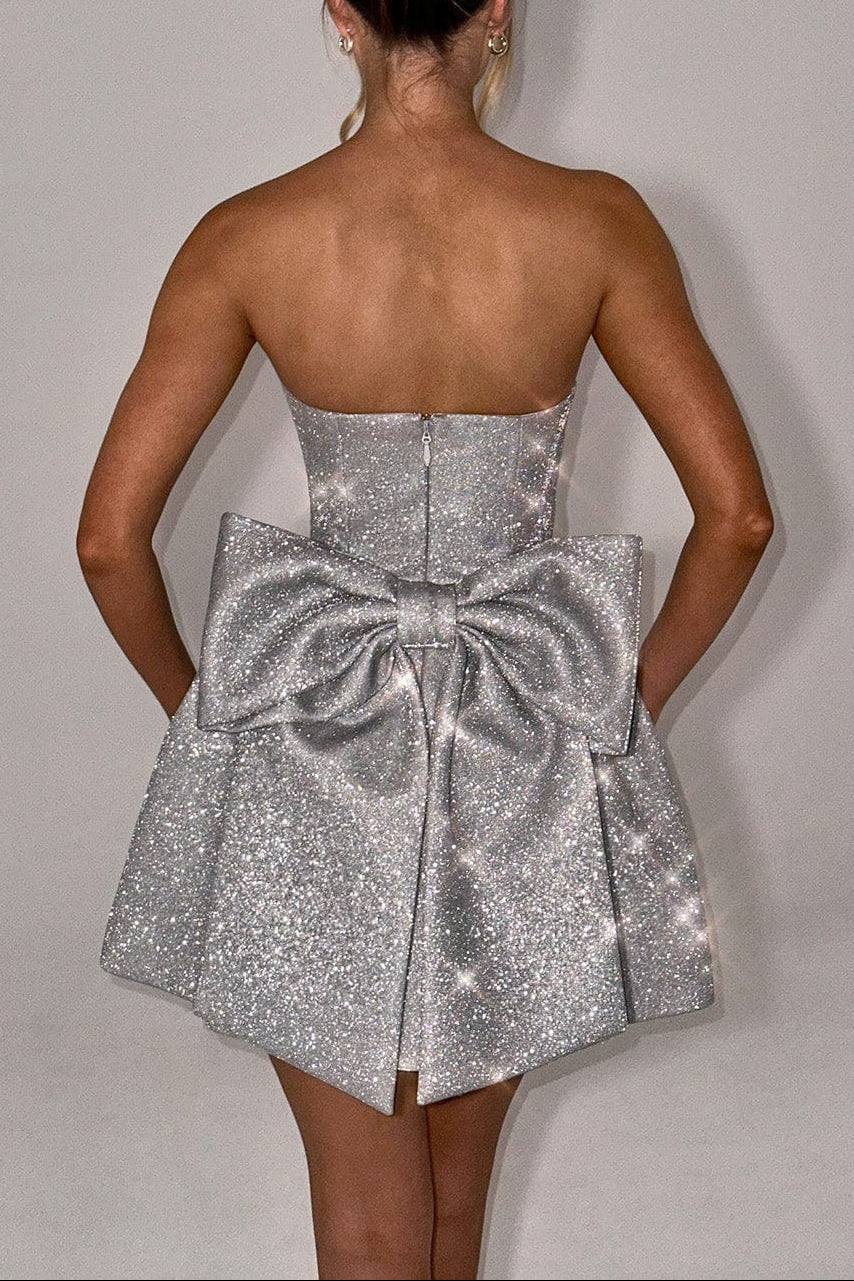 evelyn Mini Dress - Silver Sparkle