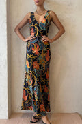 Satin Print Slip Maxi Dress