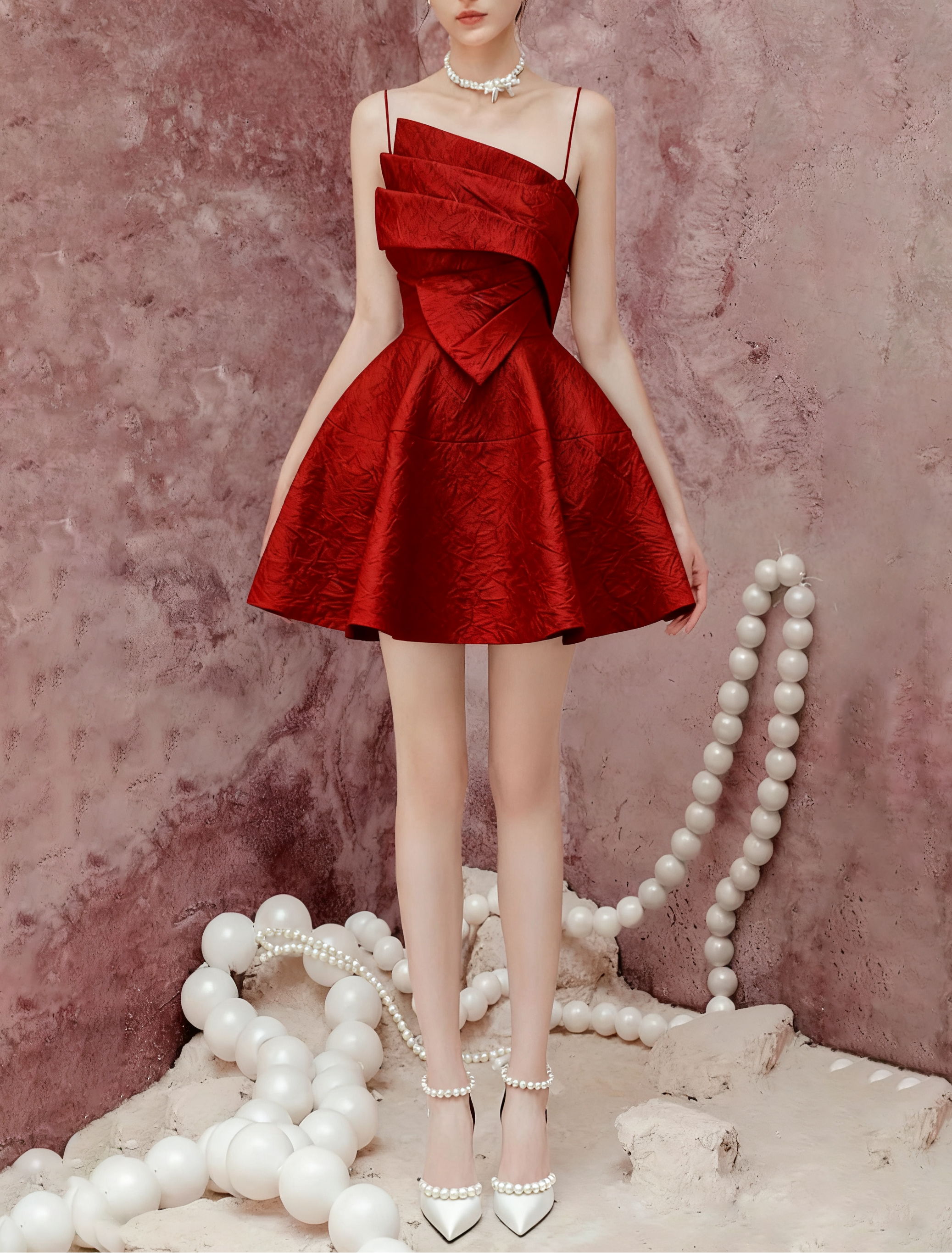 Red Strappy Mini Dress - Backless Party Dress with Adjustable Straps