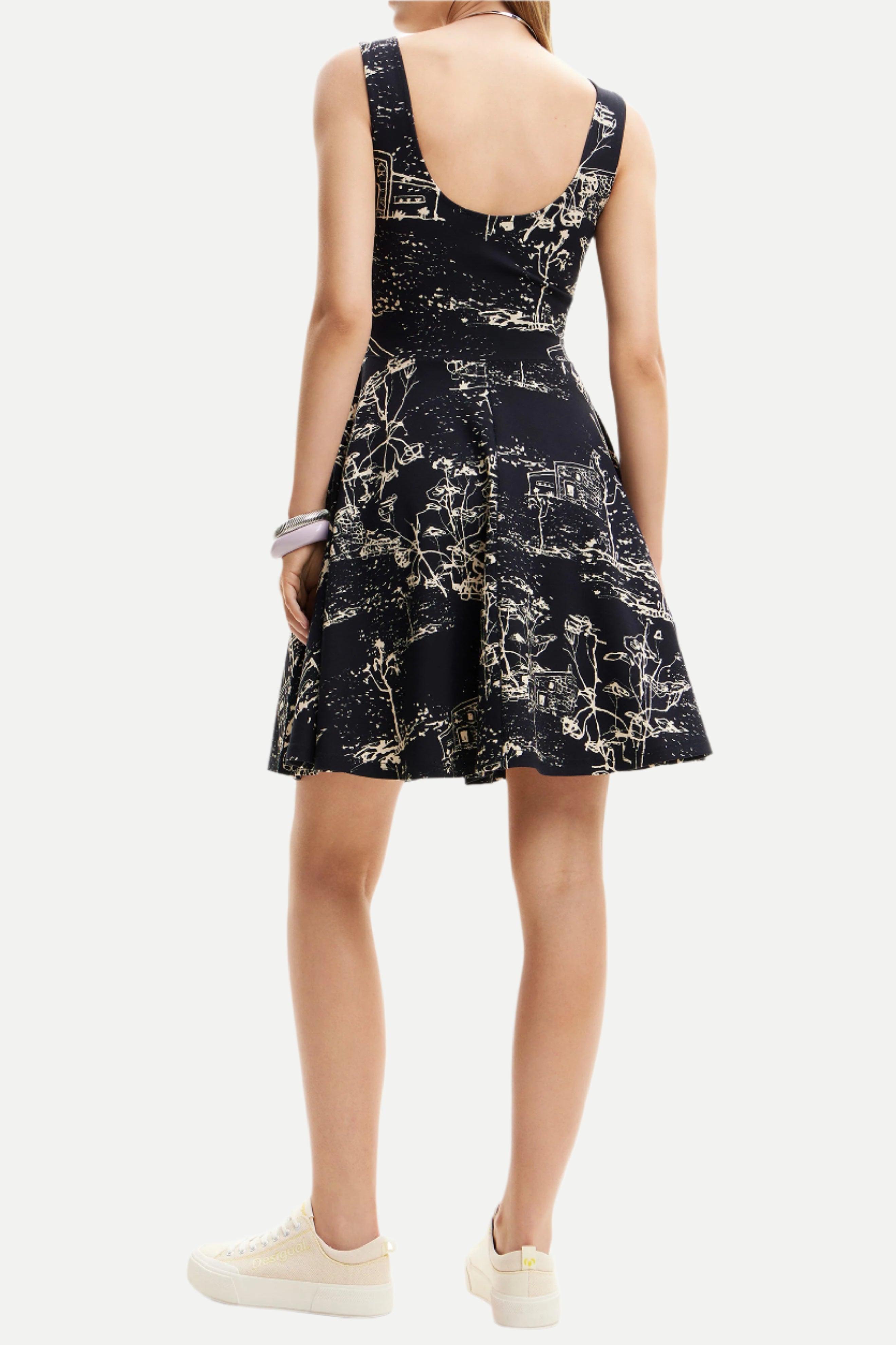 Strappy Skater mini Dress in black