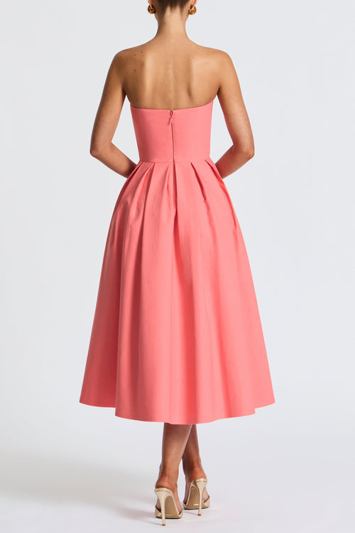 Edith Midi Dress - Coral Pink