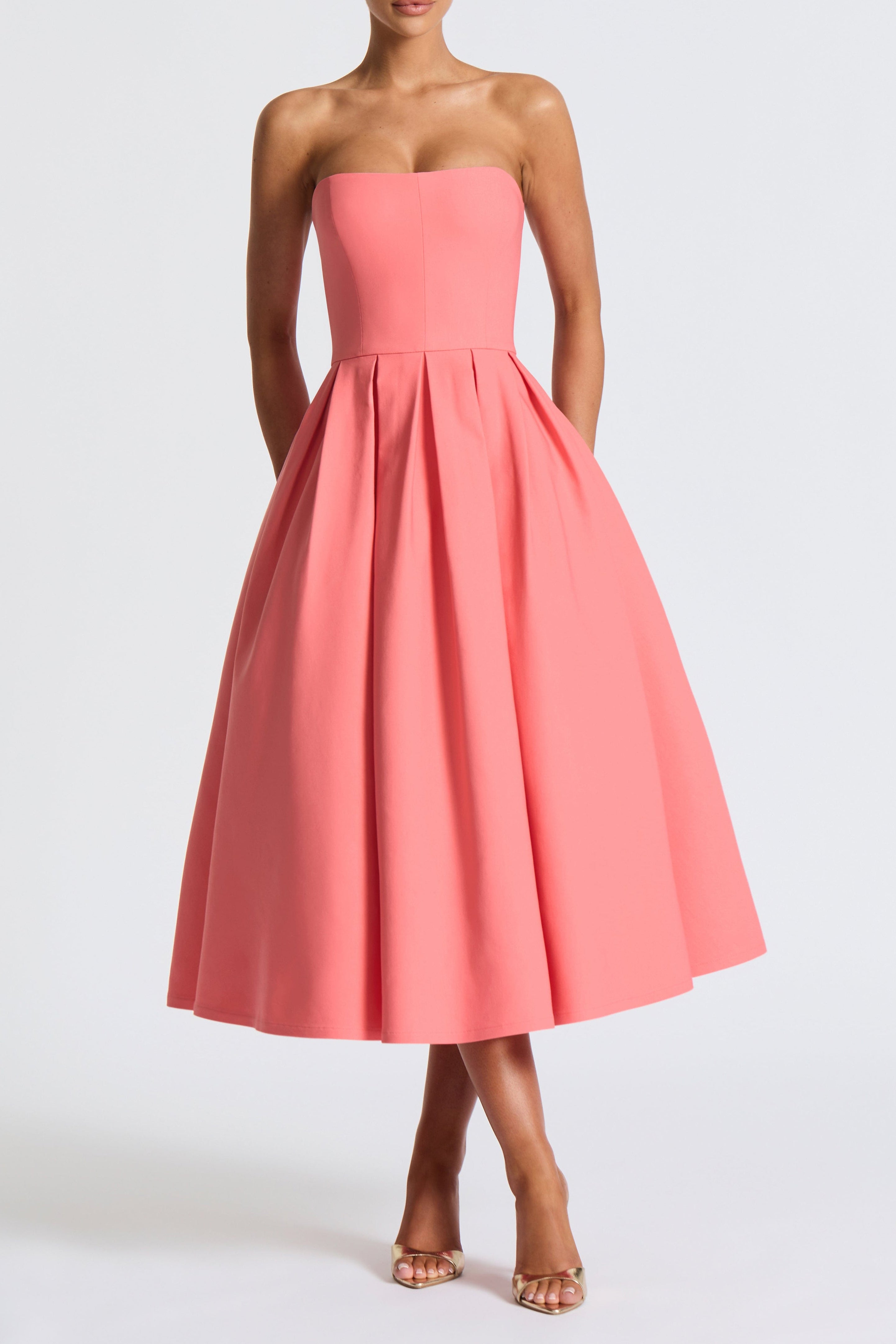 Edith Midi Dress - Coral Pink