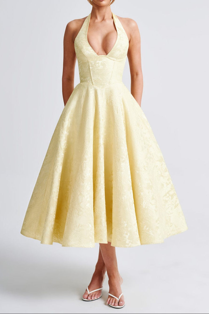 Effie Midi Dress - Lemon