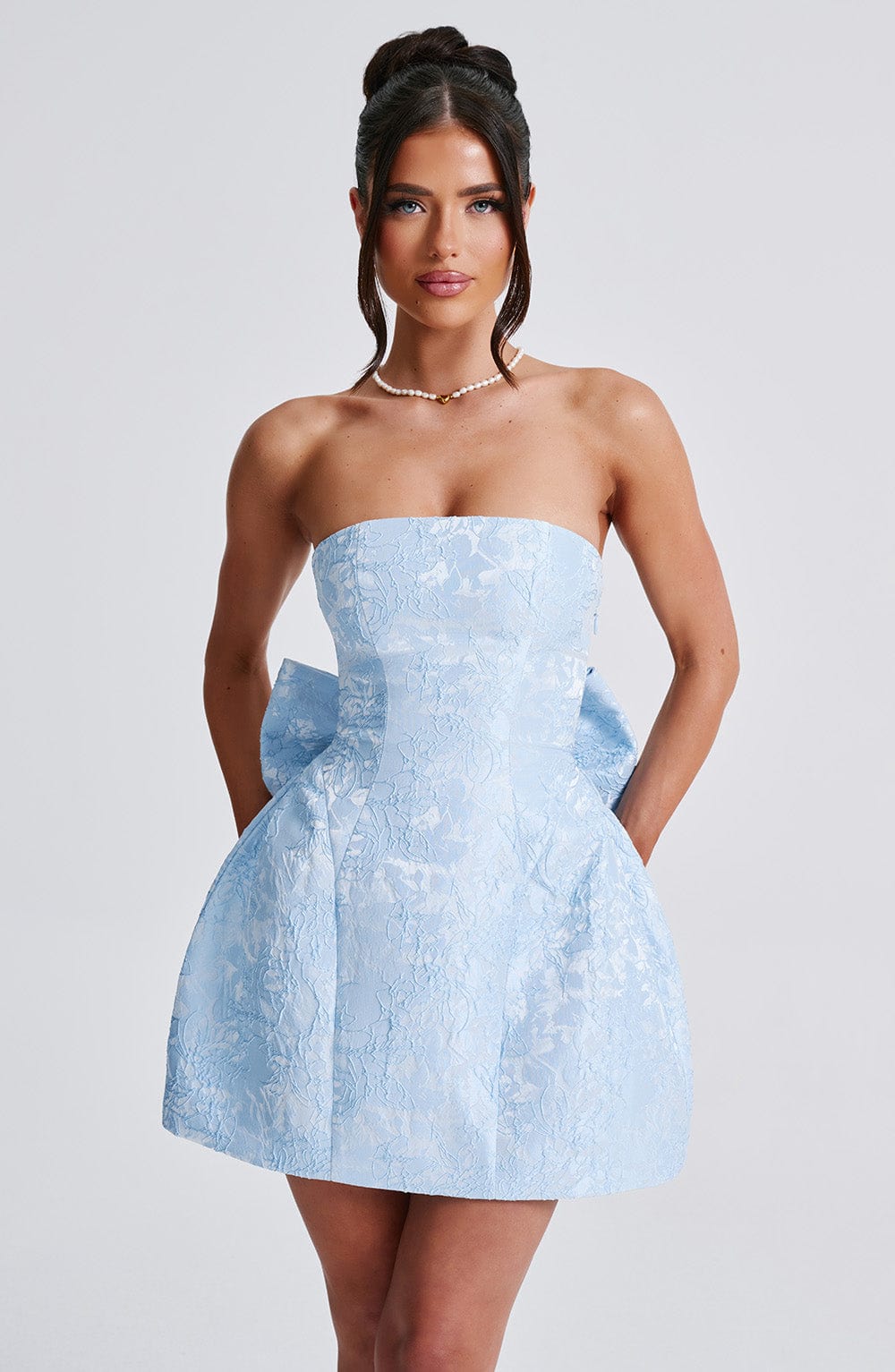 Elenora Blue Mini Dress - Elegant Satin Party Dress