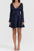 plunge v-neck mini dress in navy