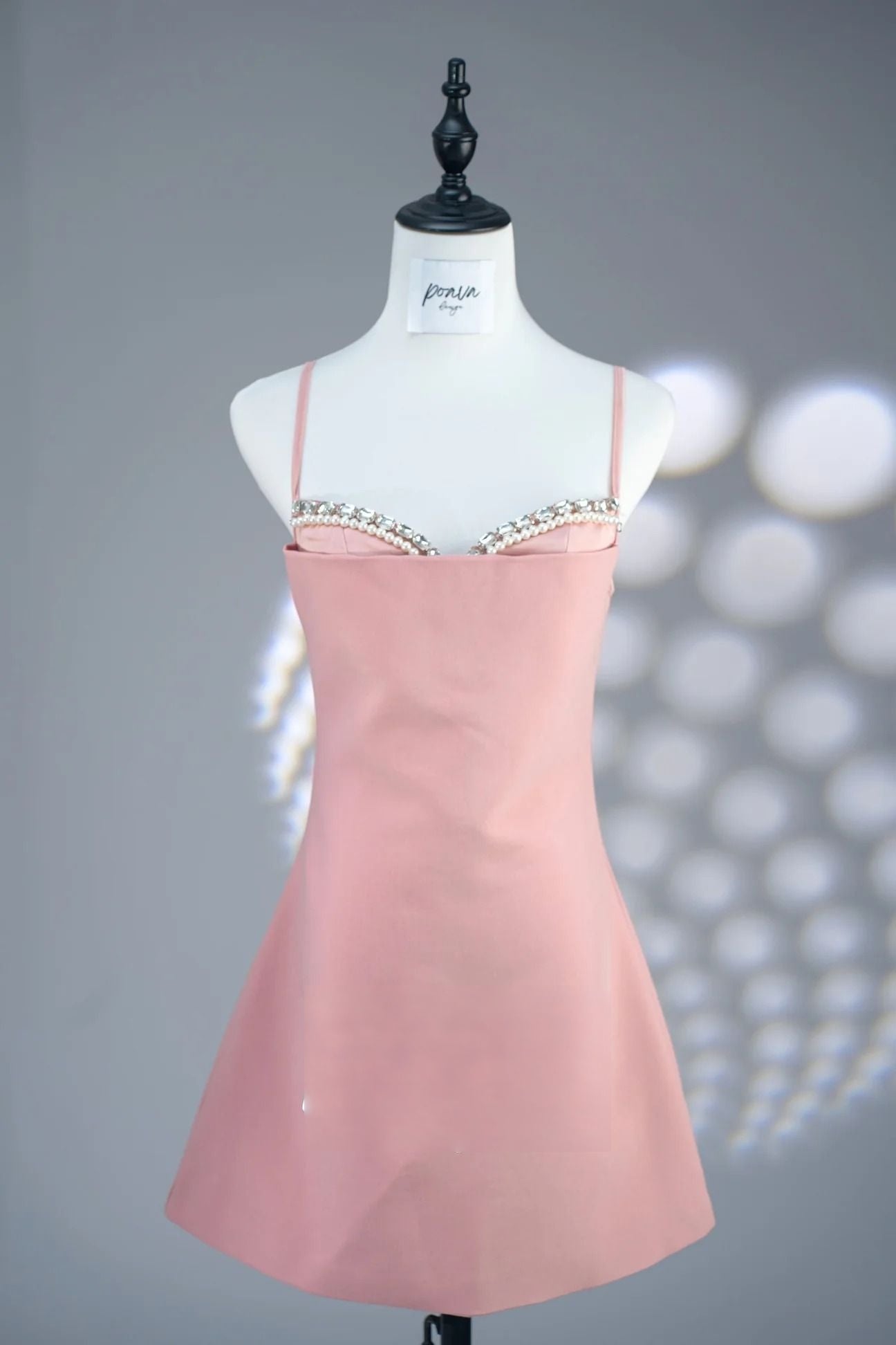 Pink Embellished Mini Dress - Beaded Party Dress with Sparkle