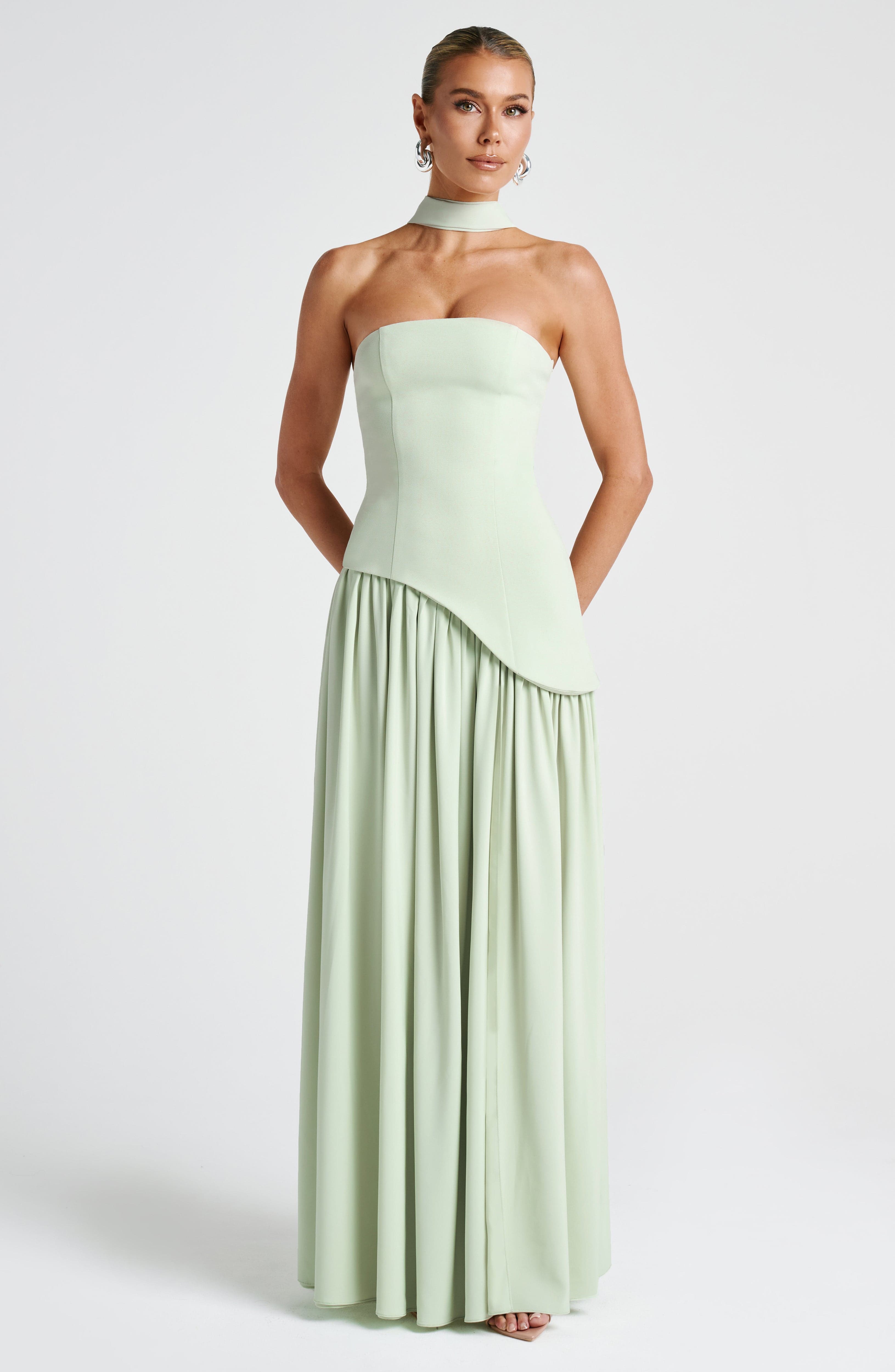 Maliyah high slit strapless Maxi Dress - Mint