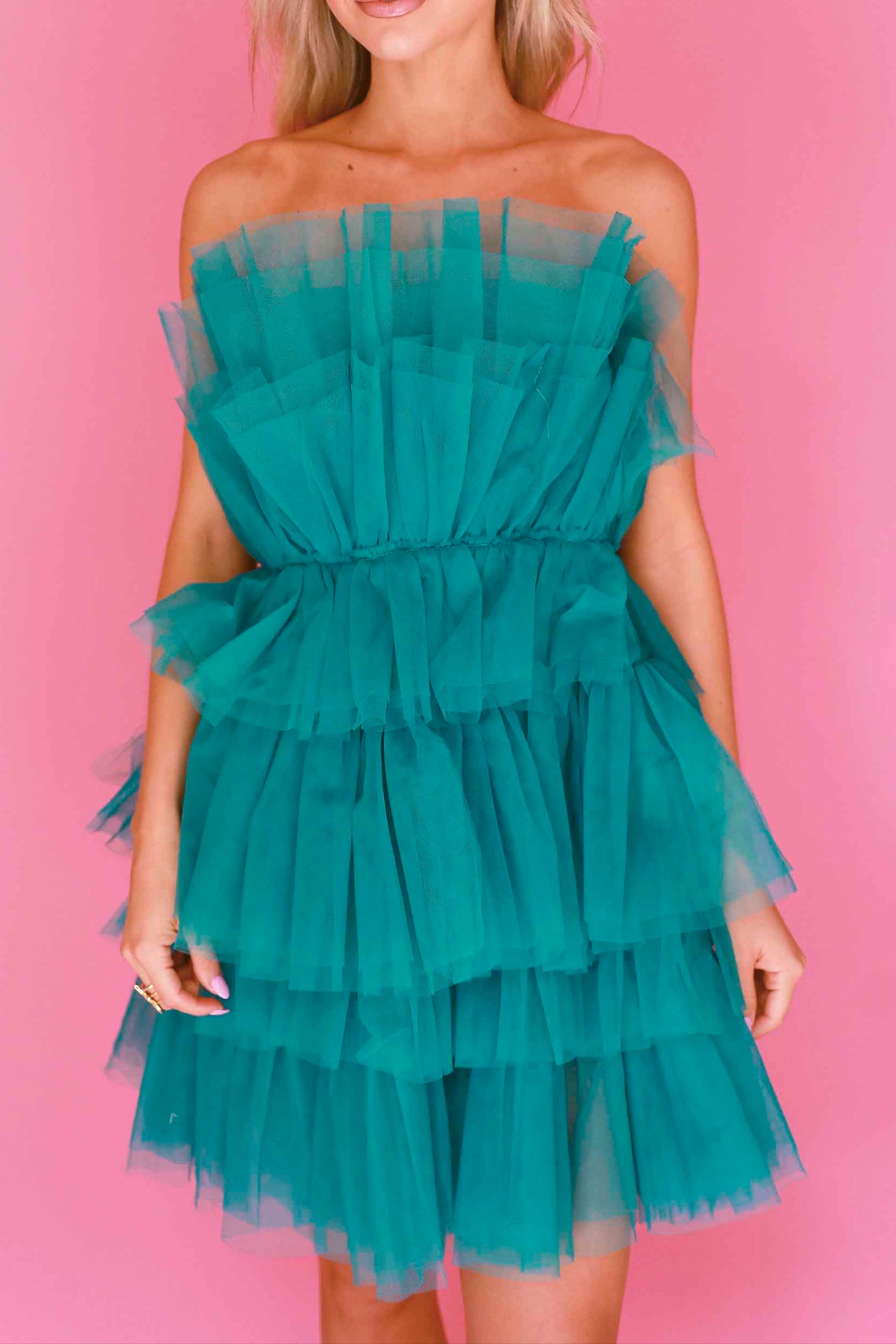 Flossie Tulle Dress in Teal