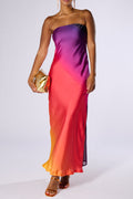 SATIN STRAPLESS MAXI DRESS