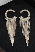 Long Tassel Rhinestone Drop Earrings