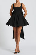kristin back bow embellished Mini Dress in Black