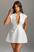 Suri Ivory Mini Dress - Elegant Satin Party Dress