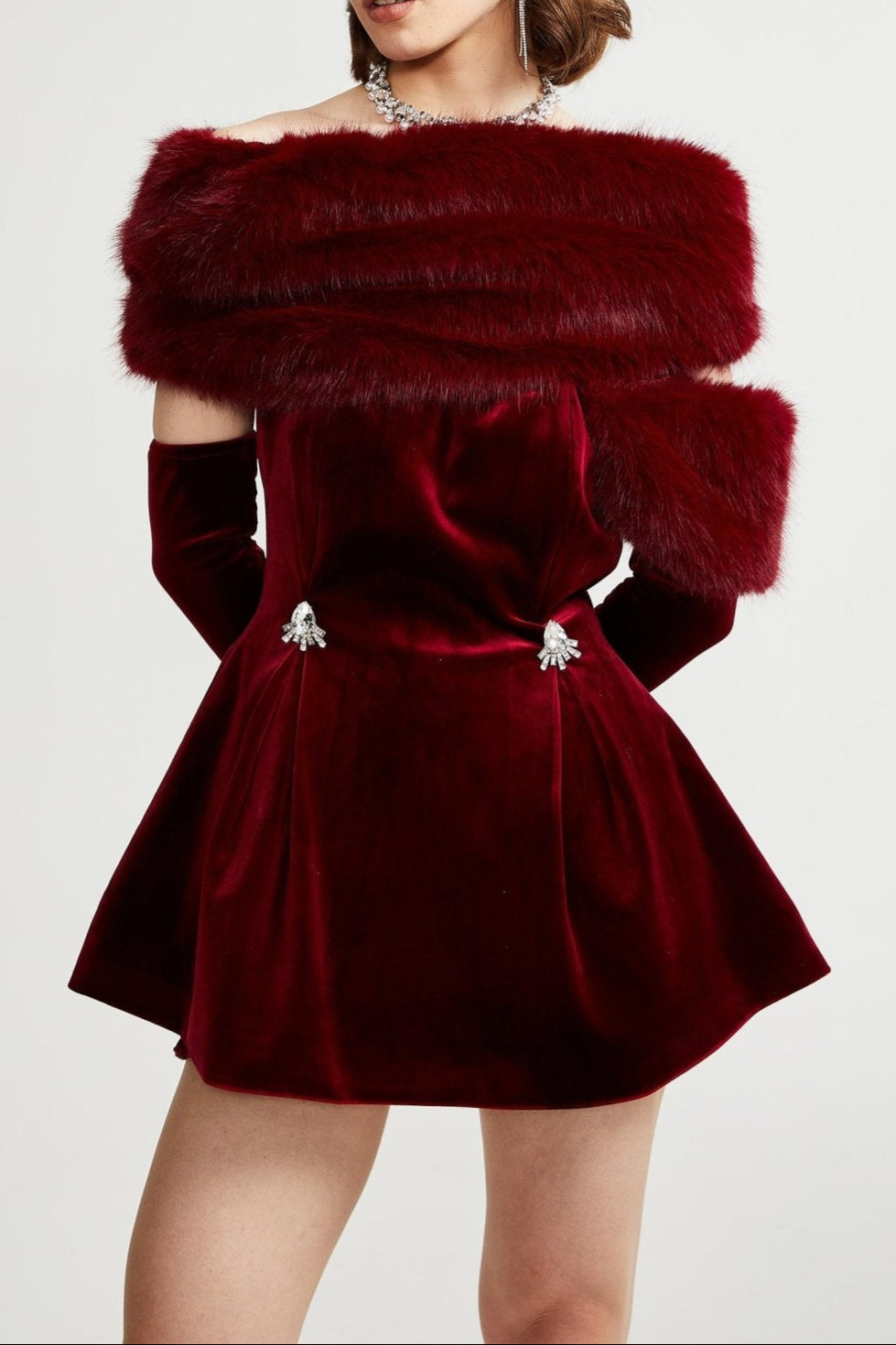 Wivika velvet fur dress