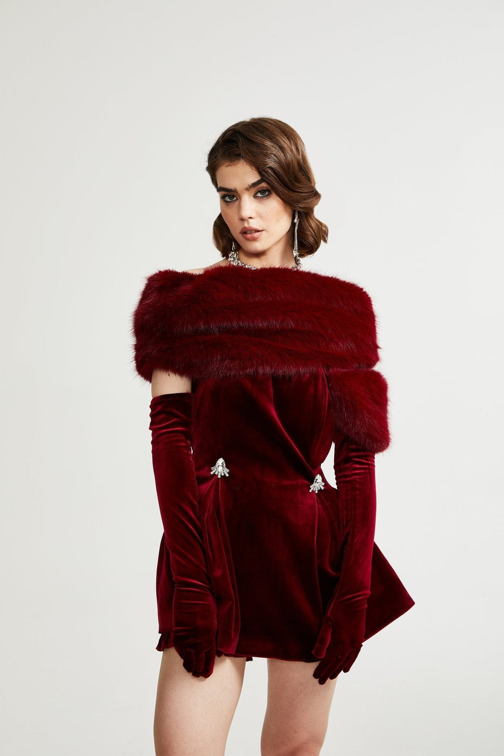 Wivika velvet fur dress
